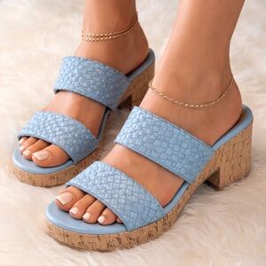 Miz Mooz Genna woven leather platform sandals.